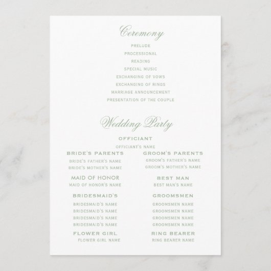 Kerstkrans Monogram bruiloft programma Programmakaart (Achterkant)