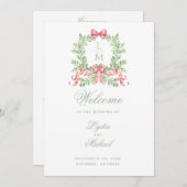 Kerstkrans Monogram bruiloft programma Programmakaart (Voorkant / Achterkant)