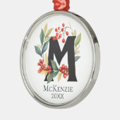 Kerstkrans Monogram Initiaal Letter M Metalen Ornament (Links)