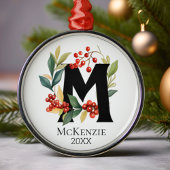Kerstkrans Monogram Initiaal Letter M Metalen Ornament