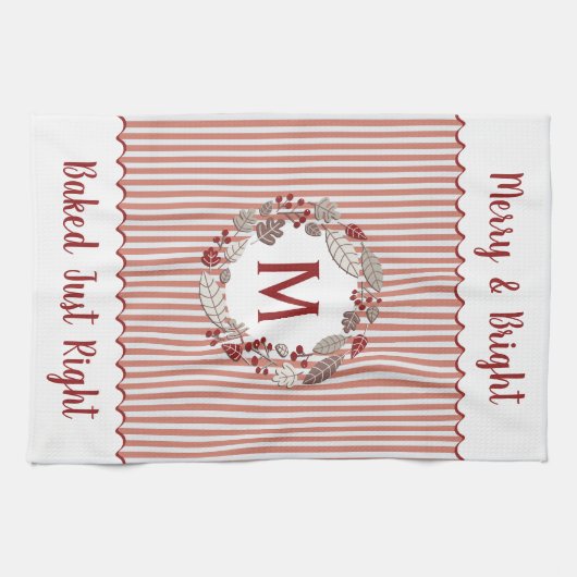 Kerstkrans Monogram Initiaal Theedoek (Horizontaal)