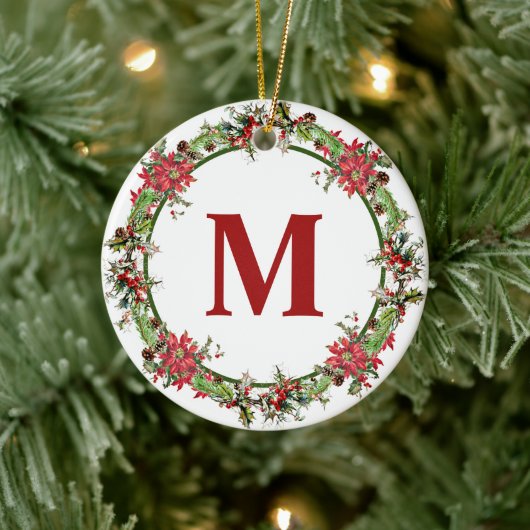 Kerstkrans monogram keramisch ornament (Boom)