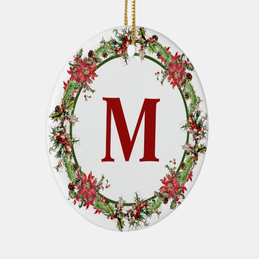 Kerstkrans monogram keramisch ornament (Rechts)
