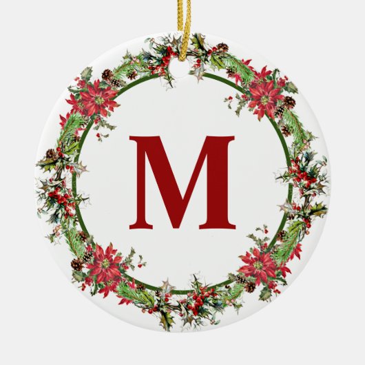 Kerstkrans monogram keramisch ornament (Voorkant)