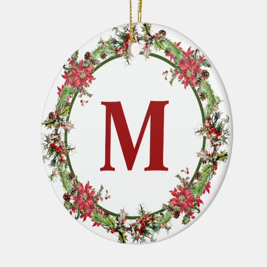 Kerstkrans monogram keramisch ornament (Links)
