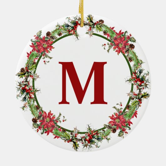 Kerstkrans monogram keramisch ornament (Achterkant)