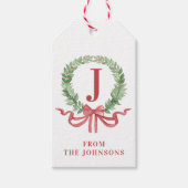 Kerstkrans monogram met naam cadeaulabel (Voorkant)