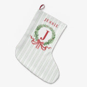 Kerstkrans monogram met naam grote kerstsok (Voorkant (Hangend))