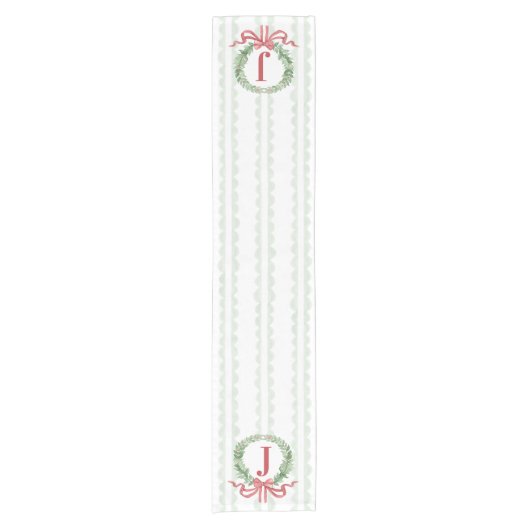 Kerstkrans monogram met naam korte tafelloper (Voorkant)