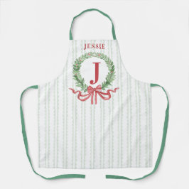 Kerstkrans monogram met naam schort