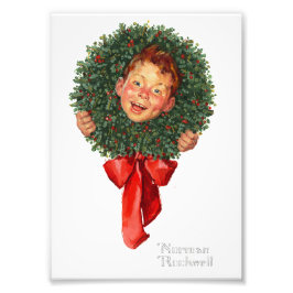 Kerstkrans - Norman Rockwell - Little Boy Foto Afdruk