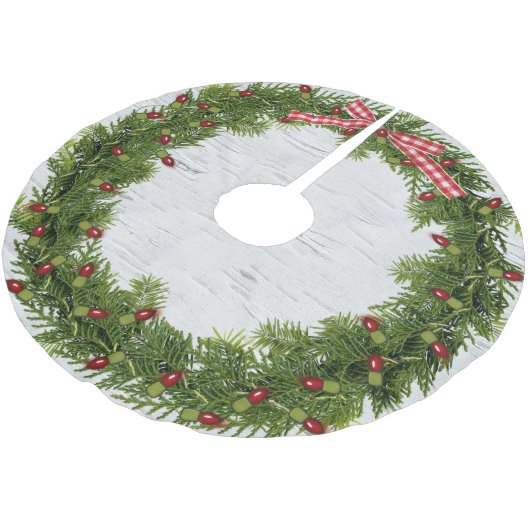 Kerstkrans op berk kerstboom rok (Gekanteld)