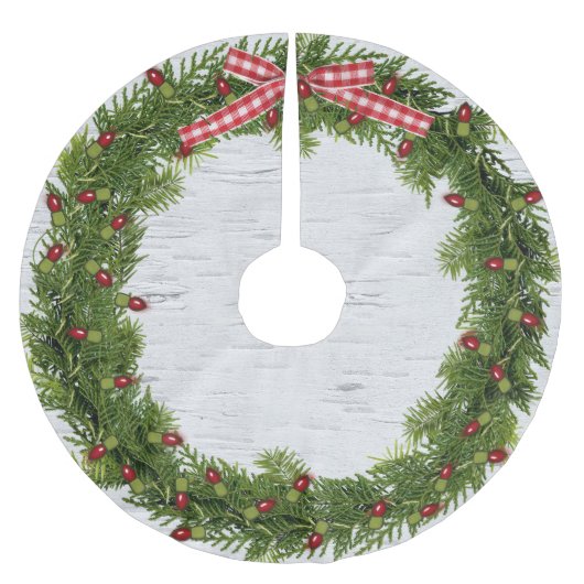 Kerstkrans op berk kerstboom rok (Voorkant)