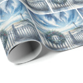 Kerstkrans op een strandhek cadeaupapier (Rol Hoek)