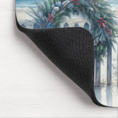 Kerstkrans op een strandhek muismat (Hoek)