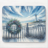 Kerstkrans op een strandhek muismat (Voorkant)