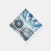 Kerstkrans op een strandhek servet (Hoek)