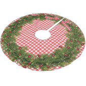 Kerstkrans op Gingham Kerstboom Rok (Gekanteld)