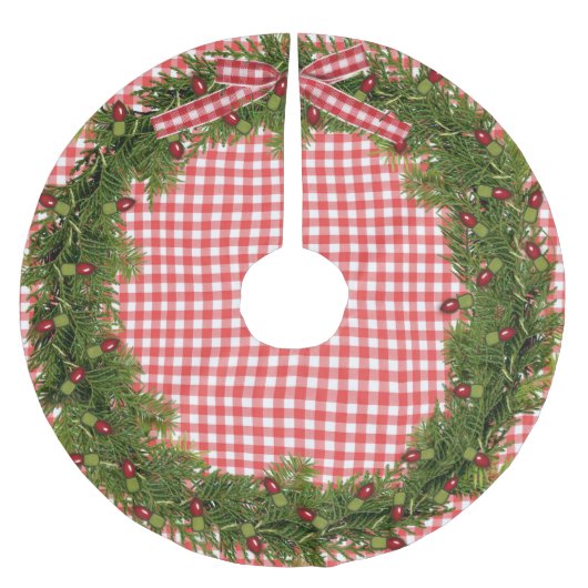 Kerstkrans op Gingham Kerstboom Rok (Voorkant)