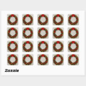 Kerstkrans ornament vierkante sticker (Vel)