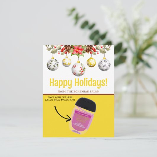 Kerstkrans & Ornamenten Gepersonaliseerde Gifting Kaart (Staand voorkant)