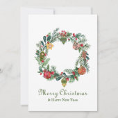 Kerstkrans & ornamenten retro vintage grappig kaart (Voorkant)