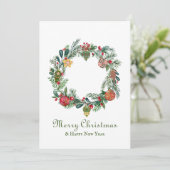 Kerstkrans & ornamenten retro vintage grappig kaart (Staand voorkant)