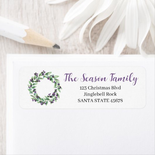 Kerstkrans paarse bessen etiket (Insitu)