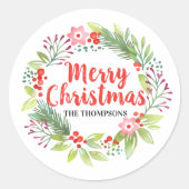 Kerstkrans Persoonlijke Script Ronde Sticker (Voorkant)