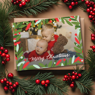 Kerstkrans Platte Fotokaart Feestdagenkaart
