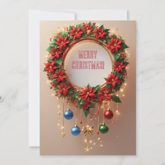 Kerstkrans 🎄✨Poinsettia Bollen Gouden Lint (Voorkant)