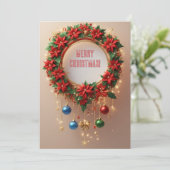 Kerstkrans 🎄✨Poinsettia Bollen Gouden Lint (Staand voorkant)