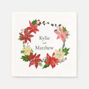 Kerstkrans Poinsettia Feestelijke bruiloft Servet