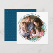 Kerstkrans Poinsettia | Foto Kerstmis Feestdagenkaart (Voorkant / Achterkant)