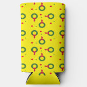 Kerstkrans polka stippen geel seltzer blikjeskoeler (Voorkant)