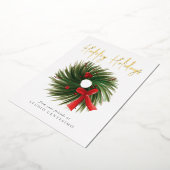 Kerstkrans 'Prettig Kerstfeest' goud bedrijf Folie Feestdagenkaart (Gedraaid)