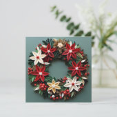 Kerstkrans quil kerstgroet kaart (Staand voorkant)