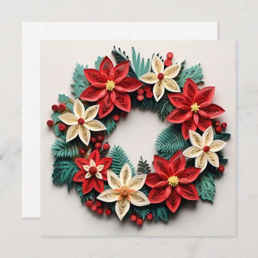 Kerstkrans quil kerstgroet kaart (Voorkant / Achterkant)