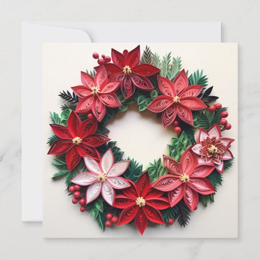 Kerstkrans quil kerstgroet kaart (Voorkant)