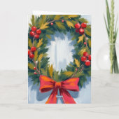 Kerstkrans Red Bow Holiday Kaart (Achterkant)