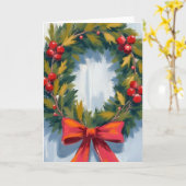 Kerstkrans Red Bow Holiday Kaart (Gele Bloem)