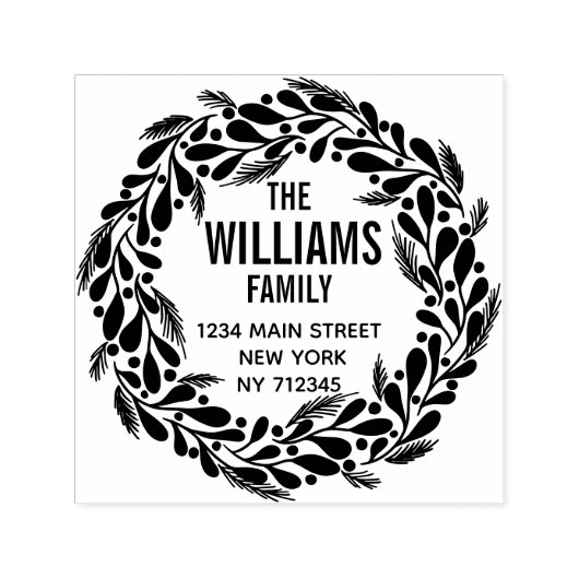 Kerstkrans retouradres familienaam  zelfinktende stempel (Design)