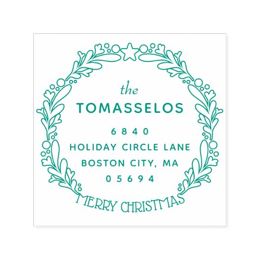 Kerstkrans retouradres  zelfinktende stempel (Design)