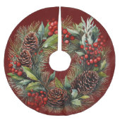 Kerstkrans Rode Bessen Dennenappels Hulst Kerstboom Rok (Voorkant)