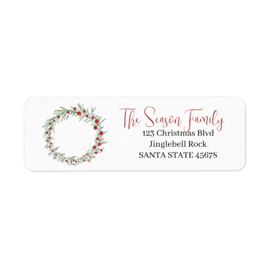 Kerstkrans rode bessen etiket (Voorkant)