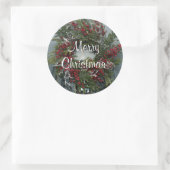  kerstkrans rode bessen ronde sticker (Tas)