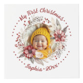 Kerstkrans, rode bloemen, bessen foto kubus (Rechts)