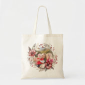 Kerstkrans, rode bloemen en bessen foto tote bag (Voorkant)