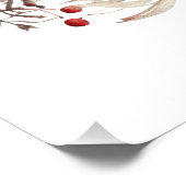 Kerstkrans, rode bloemen en bessen vreugde perfect poster (Hoek)