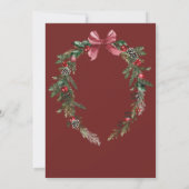 Kerstkrans Rode Groene Winter Feestelijke bruiloft Kaart (Achterkant)